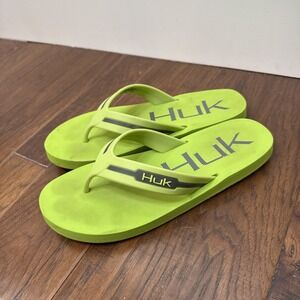 Huk‎ Flip Flops Flipster Mens 9 Green Sandal Beach Summer Vacation Resort Cruise